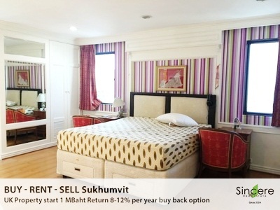 Condo for Sale,Sukhumvit 23. Great Location with 2 bedrooms and Superb View. Easy to walk to BTS Asok and MRT Sukhumvit