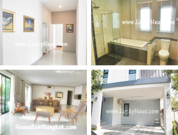 New house for SALE on Ratchada-Viphavadi roads, with garden & pool, 400 Sqm., 2 floors, 3 bedrooms, modern style, furnished.