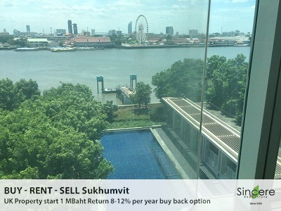 Condo for sale in Bangkok Riverside. Full view of Chaopraya river and nice breeze. 242 sq.m. Bared-Shell. Go your own style. Strongly recommend. Superb!!!