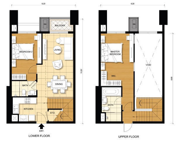 Brand New luxury condominium close to MRT and airport link. The Villa Asoke 2 bedrooms (size: 91.5 sq.m.) for sale. Duplex style with double volume of living room.