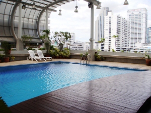 Condo for sale in Bangkok Asok area.Nice balcony with Jacuzzi. Huge 2 bedrooms 155 sq.m. duplex style. Easy access to Asok BTS